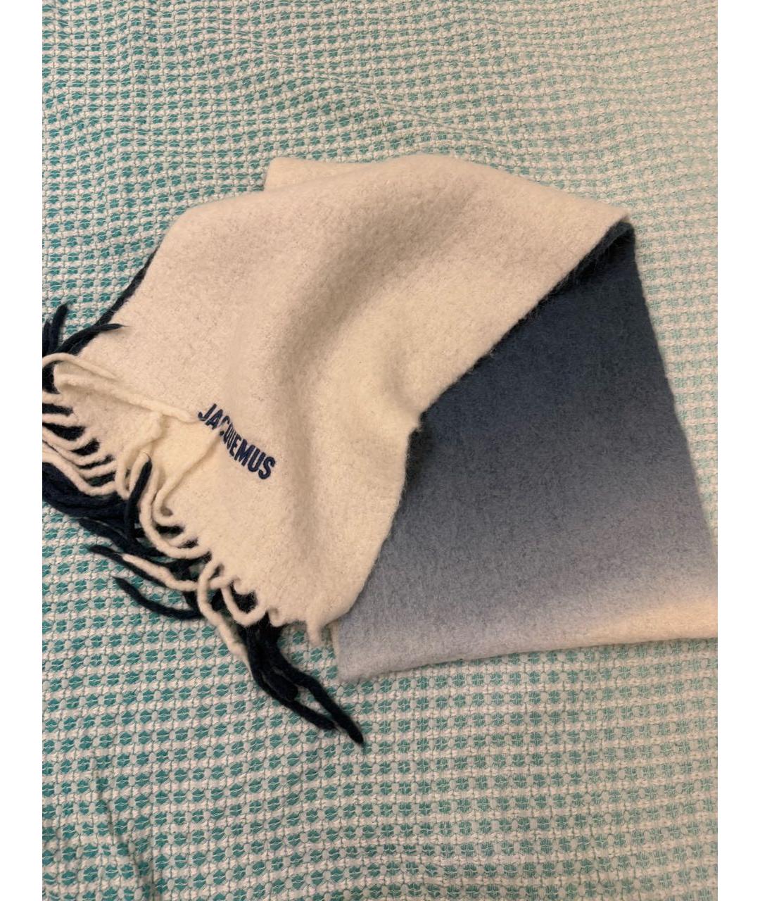 JACQUEMUS Бирюзовый шерстяной шарф, фото 4