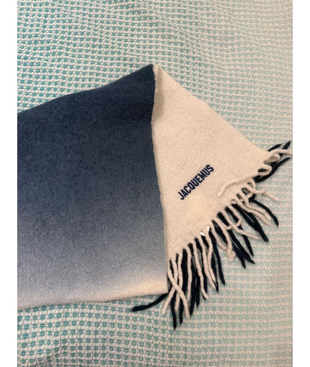 JACQUEMUS Бирюзовый шерстяной шарф, фото 5