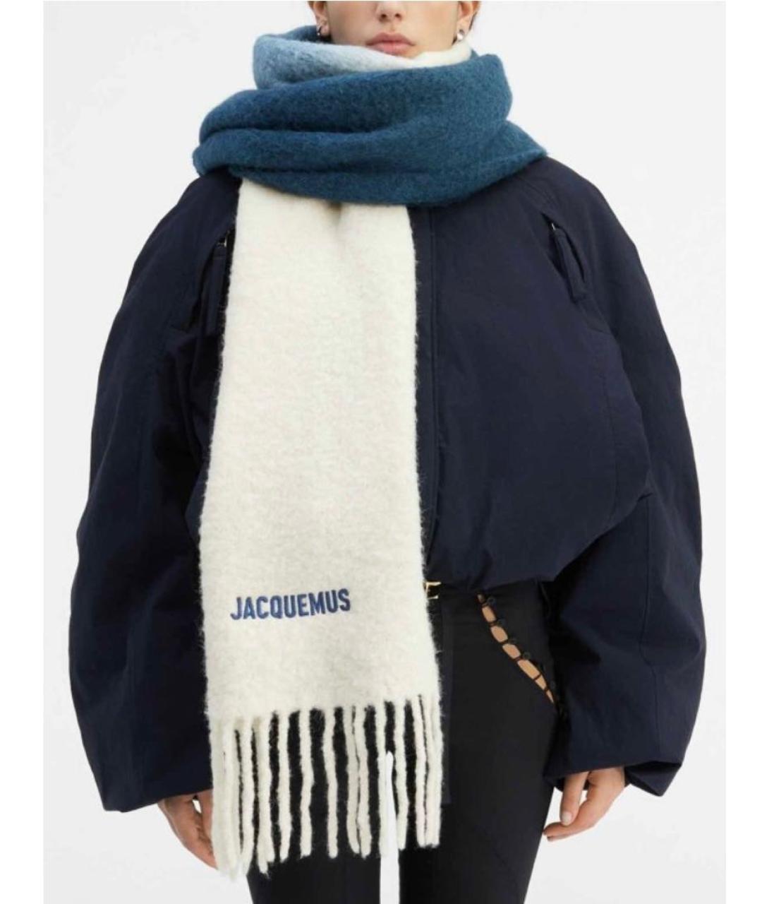 JACQUEMUS Бирюзовый шерстяной шарф, фото 8