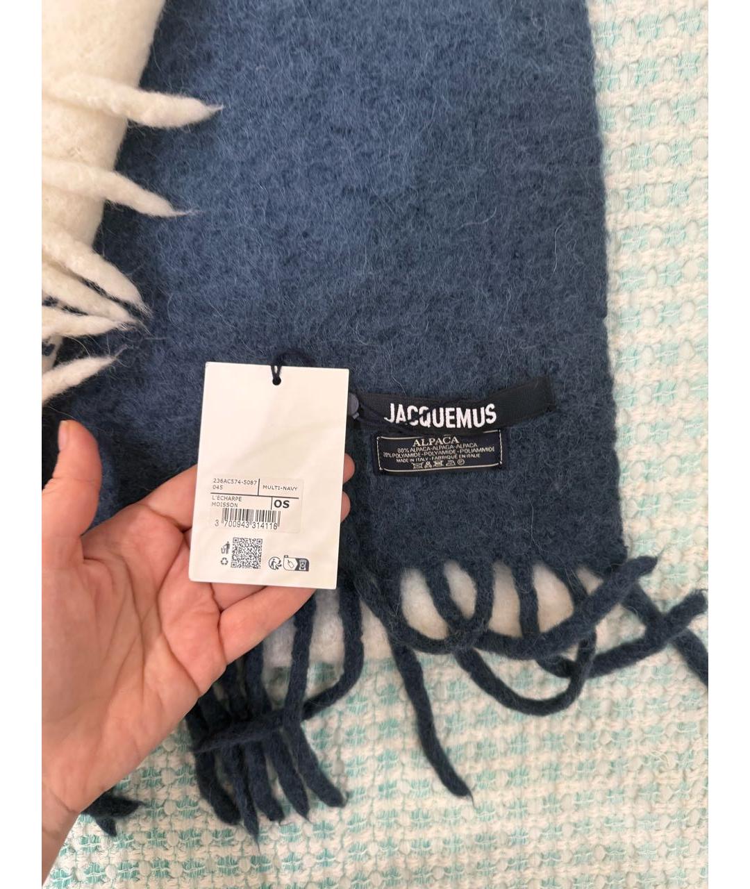 JACQUEMUS Бирюзовый шерстяной шарф, фото 3