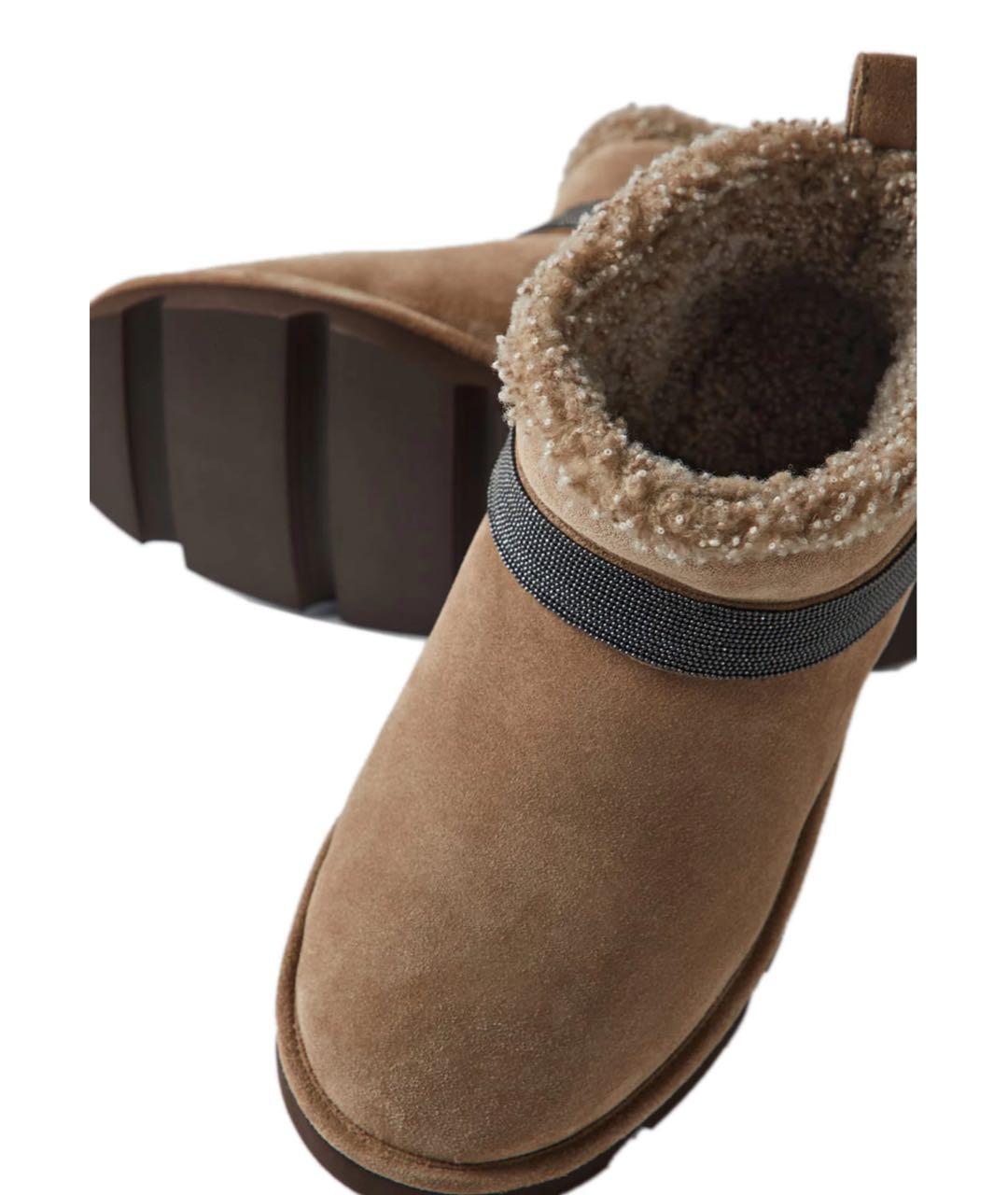 BRUNELLO CUCINELLI Бежевые замшевые полусапоги, фото 4