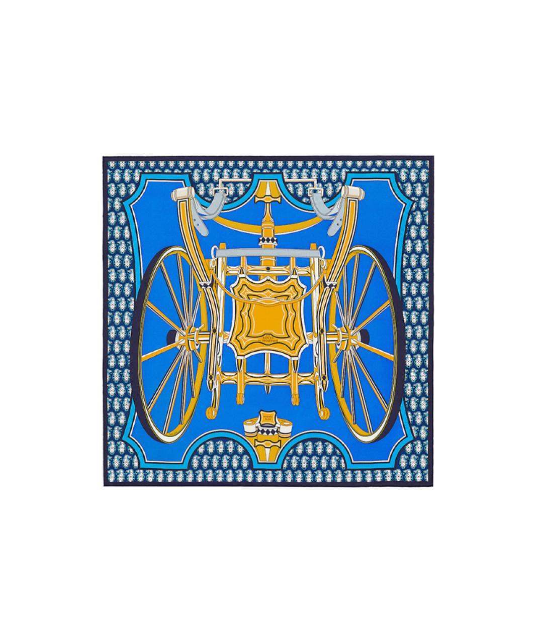 HERMES Синий шелковый платок, фото 1