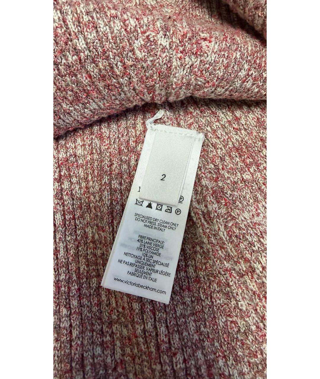 VICTORIA BECKHAM Коралловая шерстяная юбка миди, фото 3
