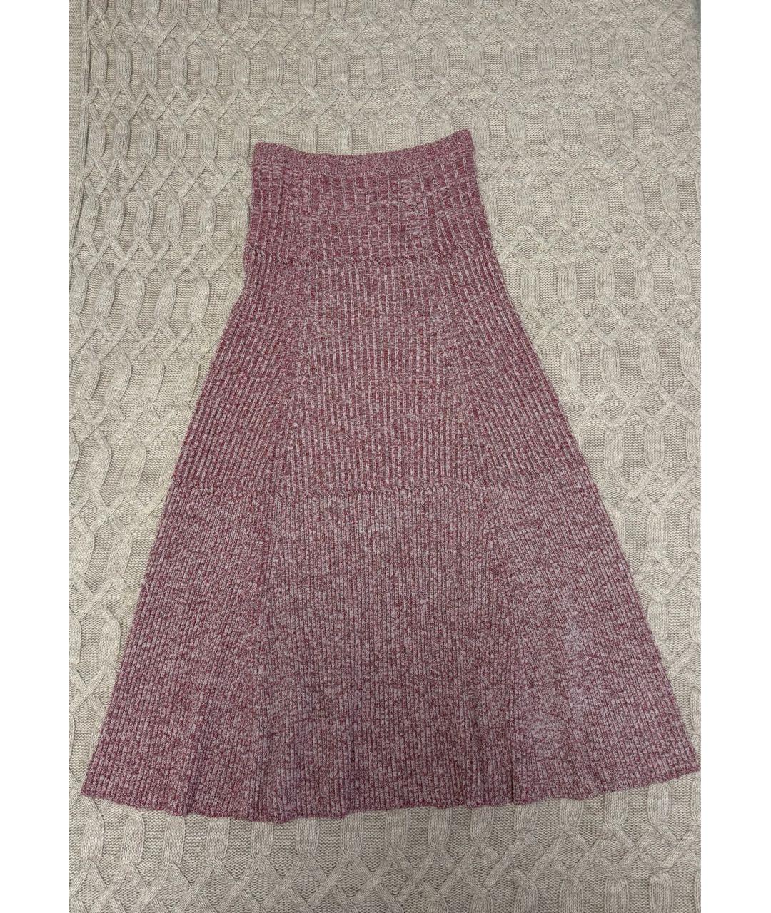 VICTORIA BECKHAM Коралловая шерстяная юбка миди, фото 5