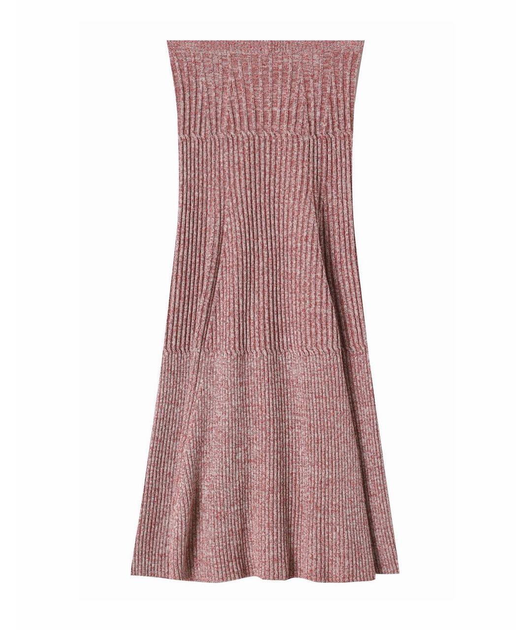 VICTORIA BECKHAM Коралловая шерстяная юбка миди, фото 2