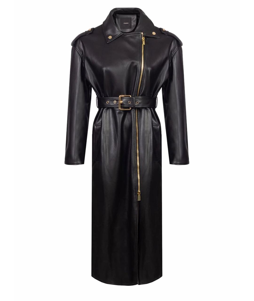 PINKO Черный полиуретановый тренч/плащ, фото 9