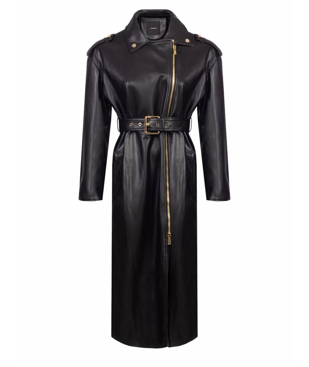 PINKO Черный полиуретановый тренч/плащ, фото 1