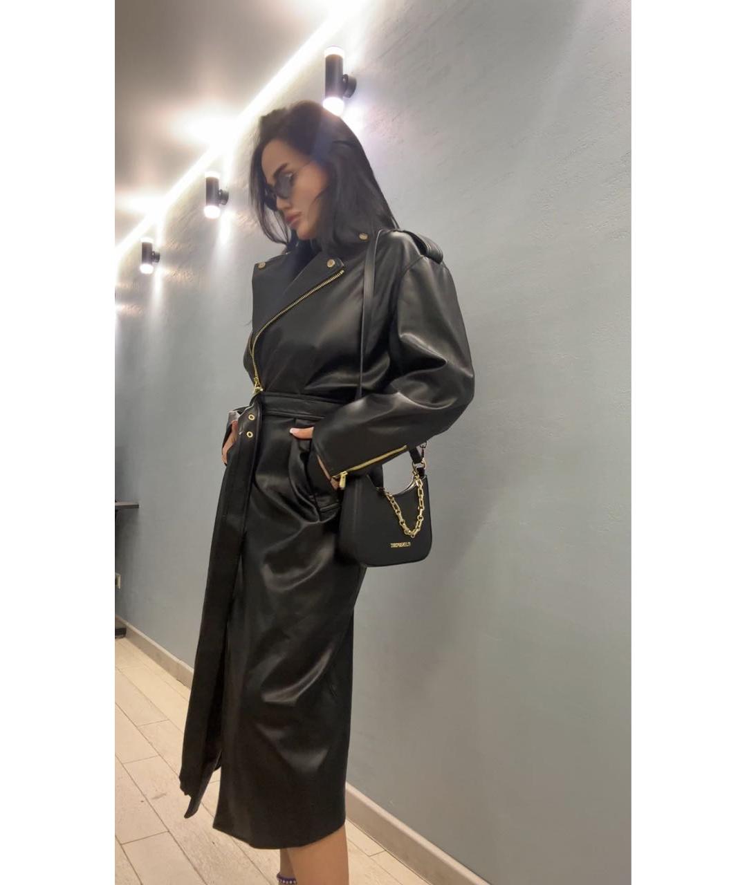 PINKO Черный полиуретановый тренч/плащ, фото 5