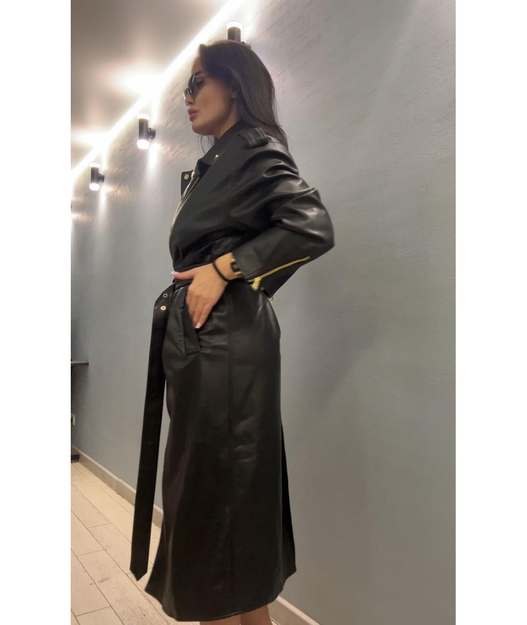 PINKO Черный полиуретановый тренч/плащ, фото 7