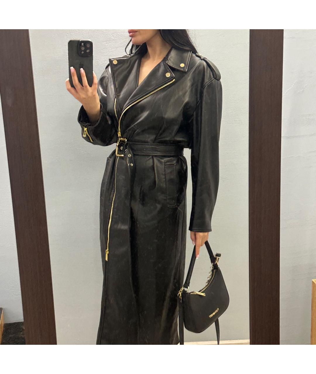 PINKO Черный полиуретановый тренч/плащ, фото 8