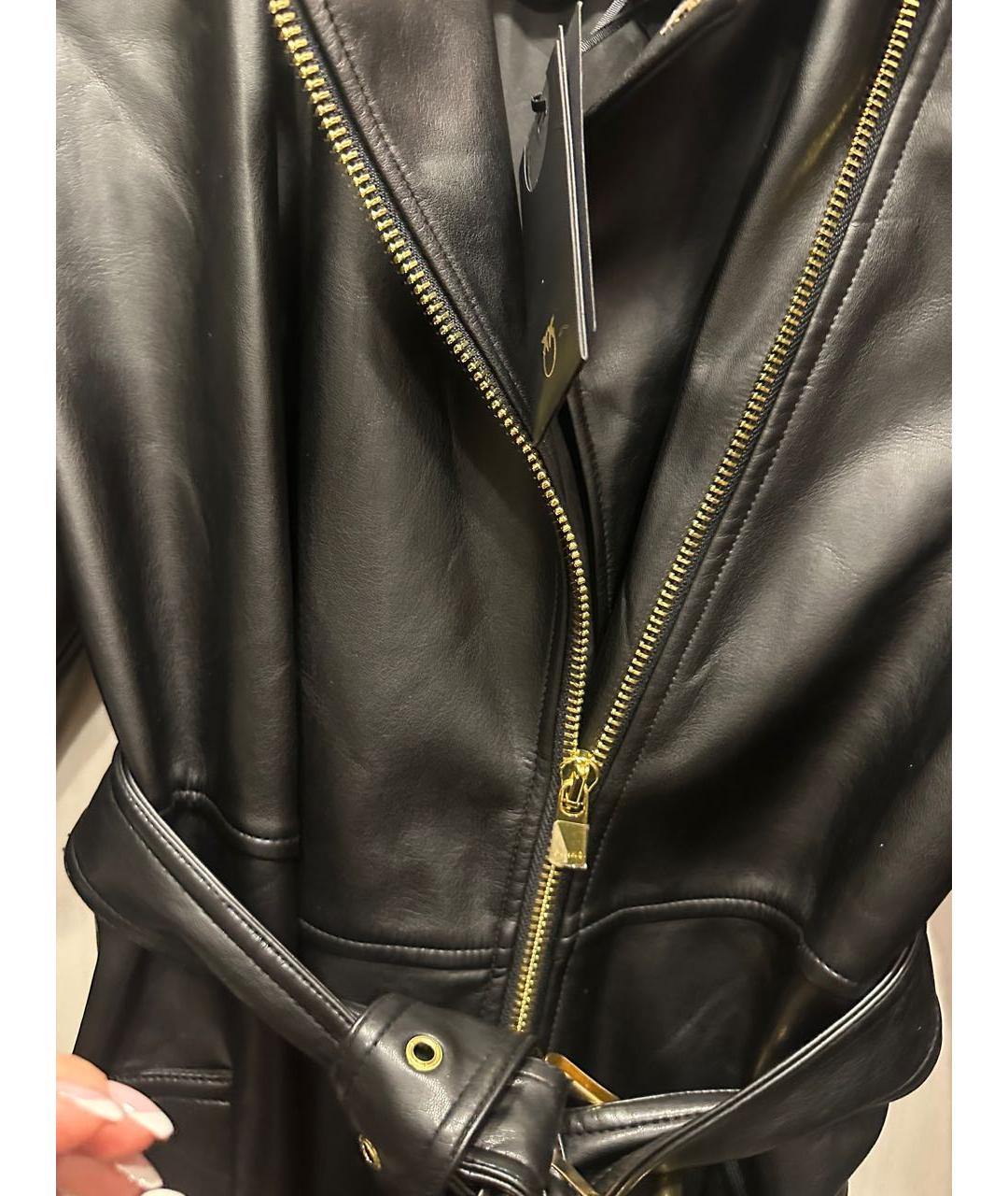 PINKO Черный полиуретановый тренч/плащ, фото 4