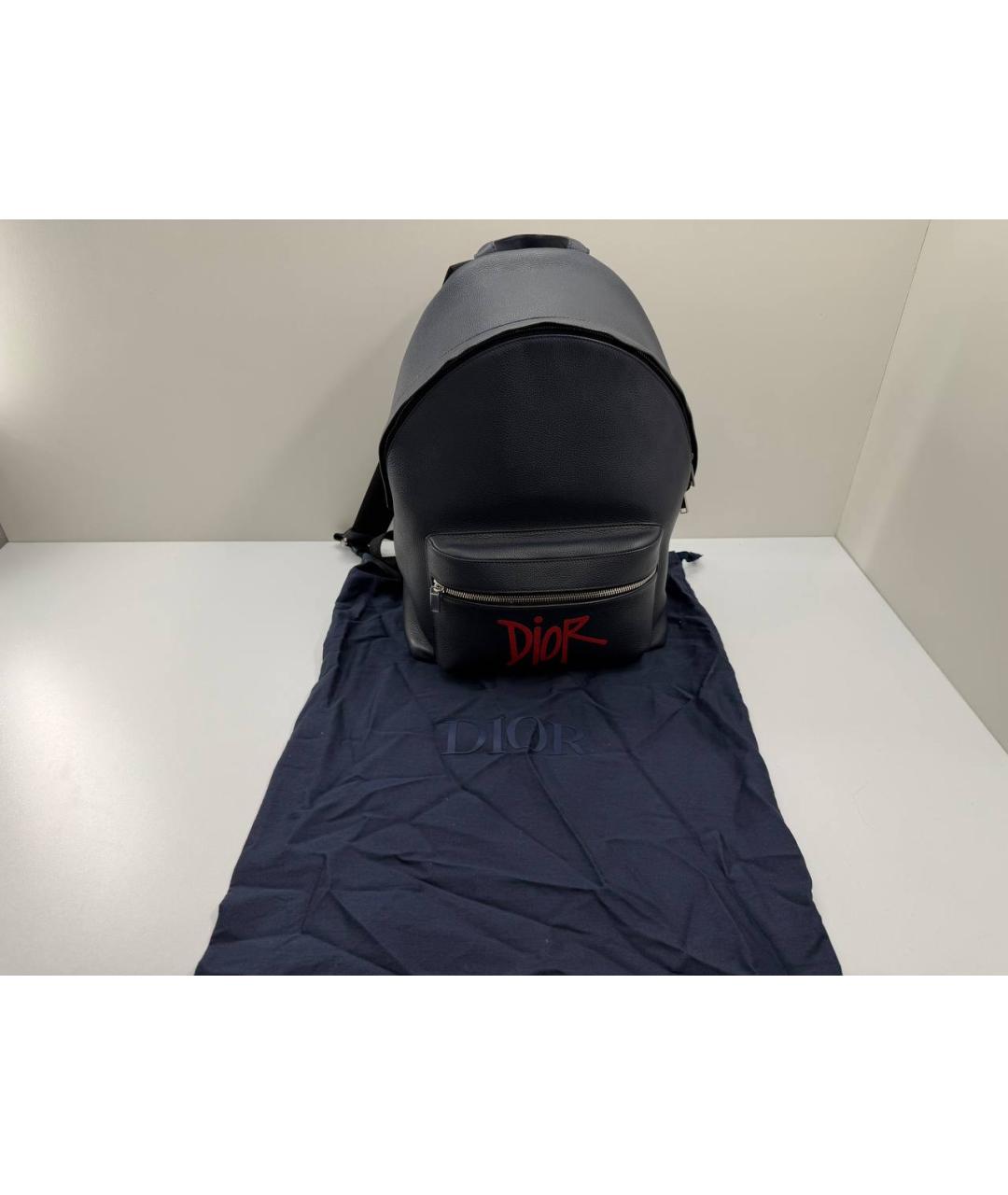 CHRISTIAN DIOR Темно-синий кожаный рюкзак, фото 4
