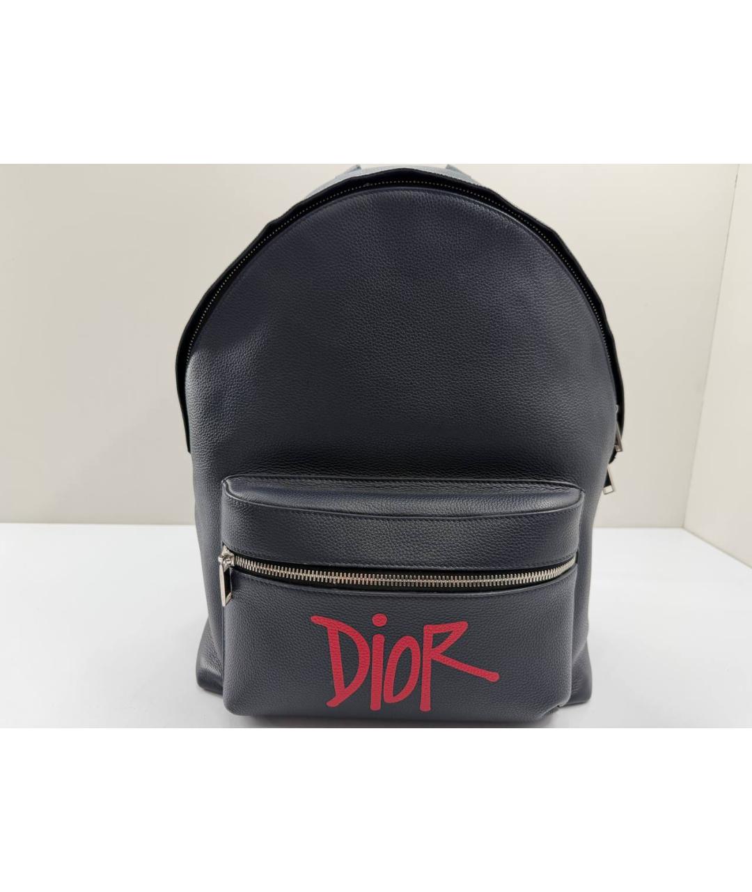 CHRISTIAN DIOR Темно-синий кожаный рюкзак, фото 3