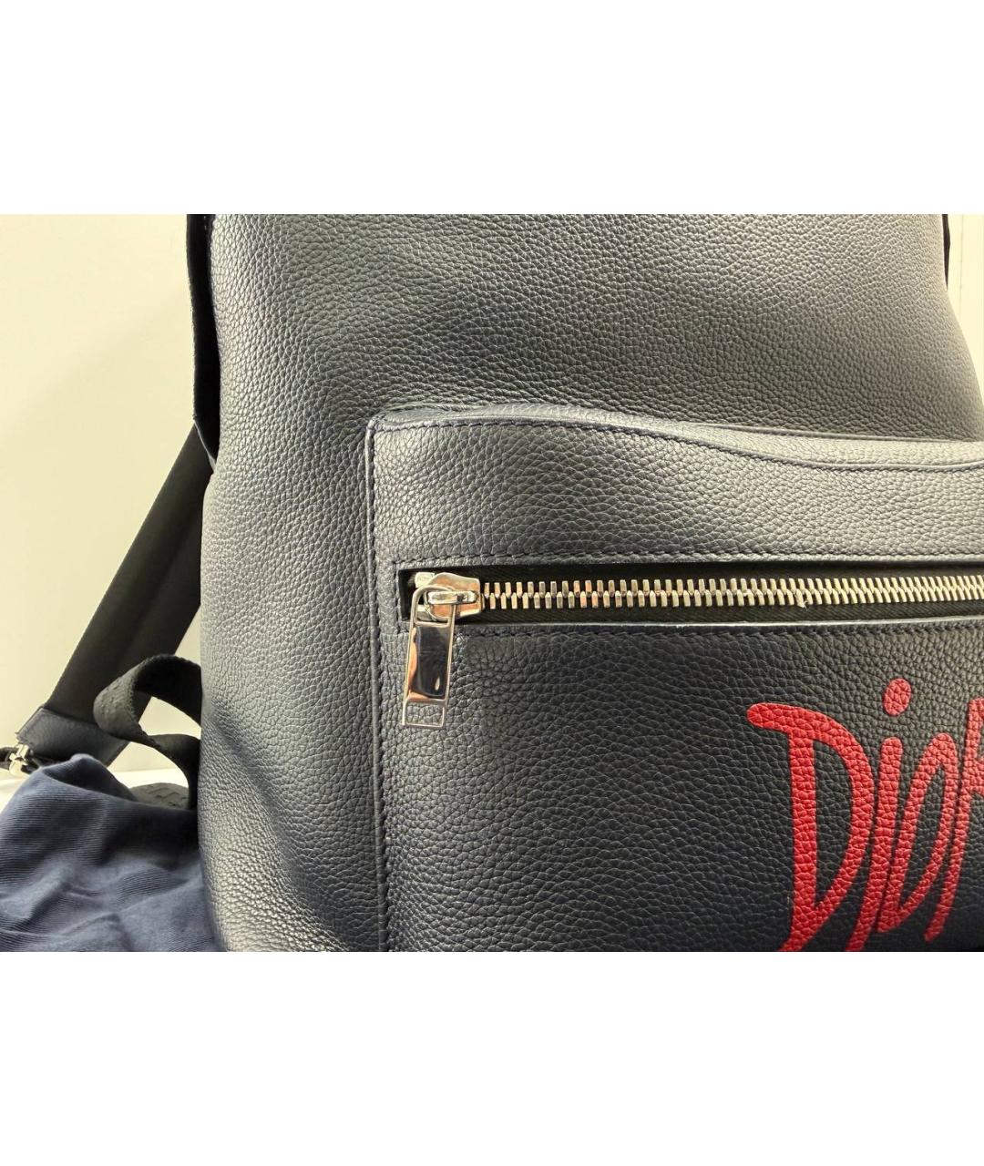 CHRISTIAN DIOR Темно-синий кожаный рюкзак, фото 5