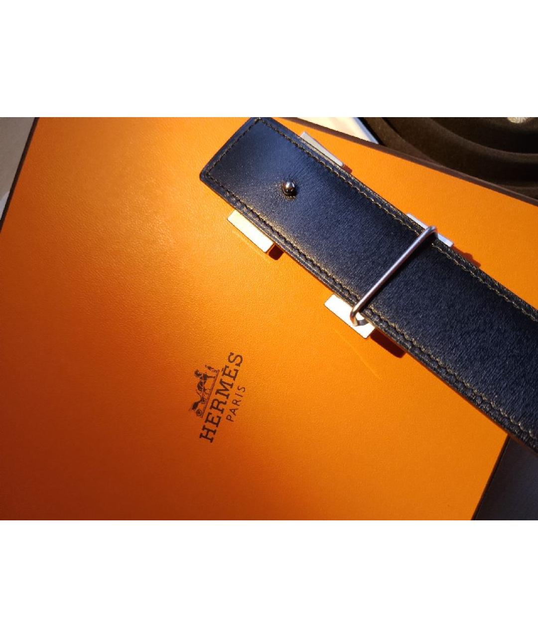 HERMES Голубой кожаный ремень, фото 4