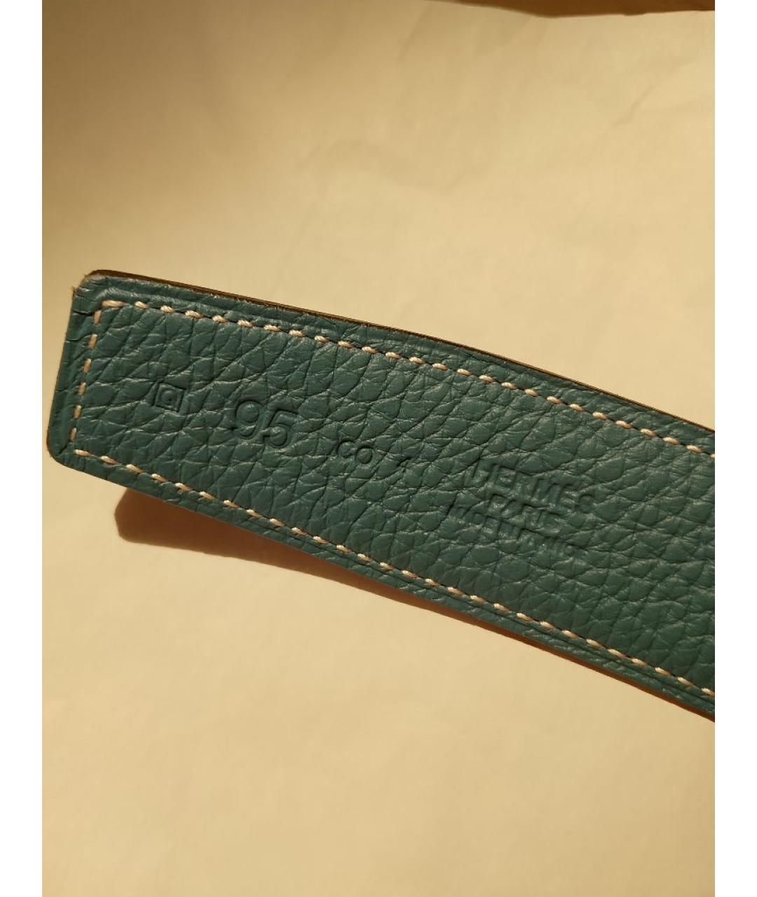 HERMES Голубой кожаный ремень, фото 6