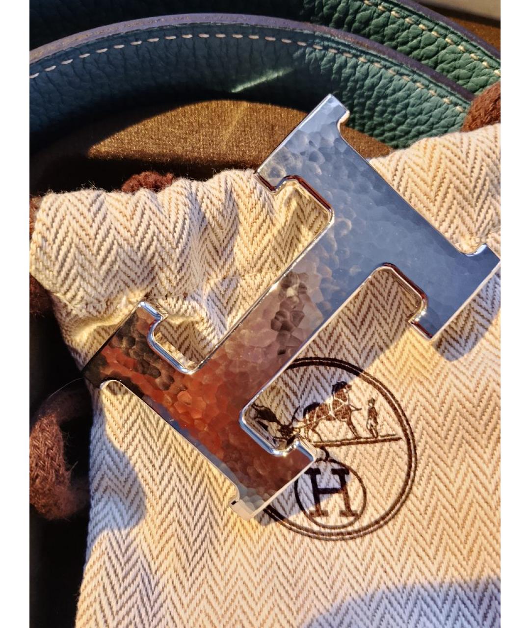 HERMES Голубой кожаный ремень, фото 7