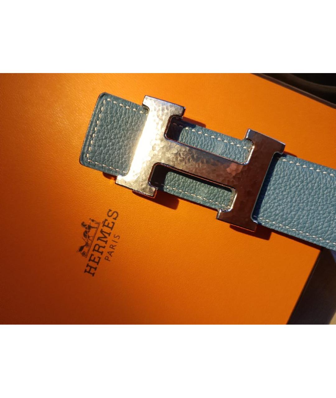 HERMES Голубой кожаный ремень, фото 8