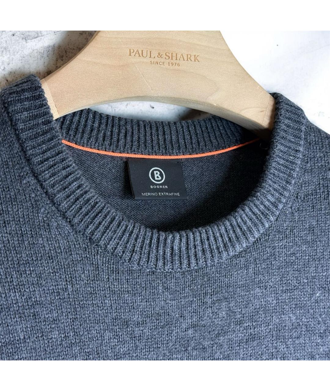 BOGNER Серый шерстяной джемпер / свитер, фото 3