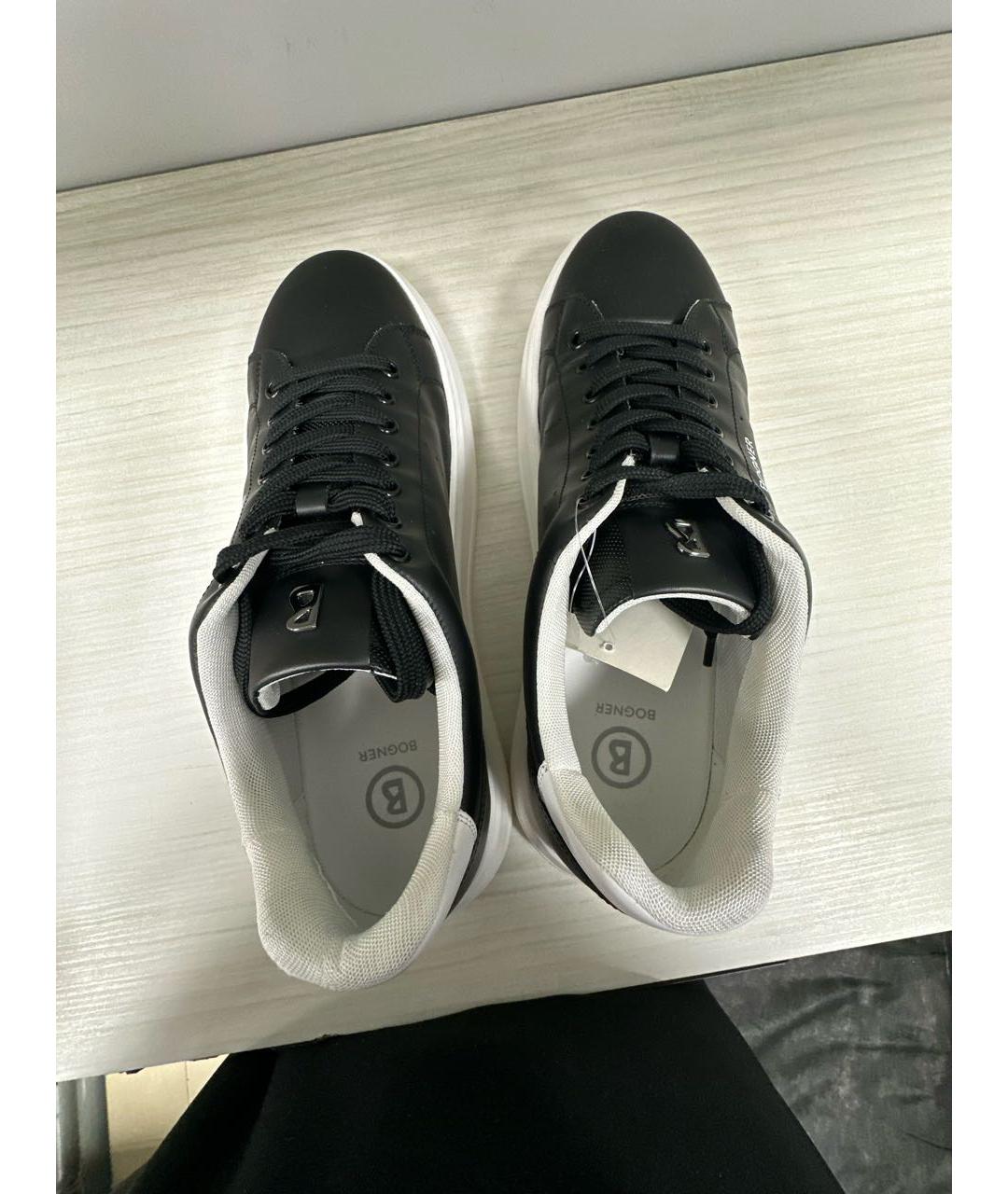 BOGNER Черные кожаные низкие кроссовки / кеды, фото 3