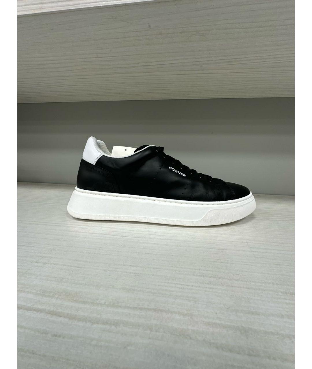 BOGNER Черные кожаные низкие кроссовки / кеды, фото 6