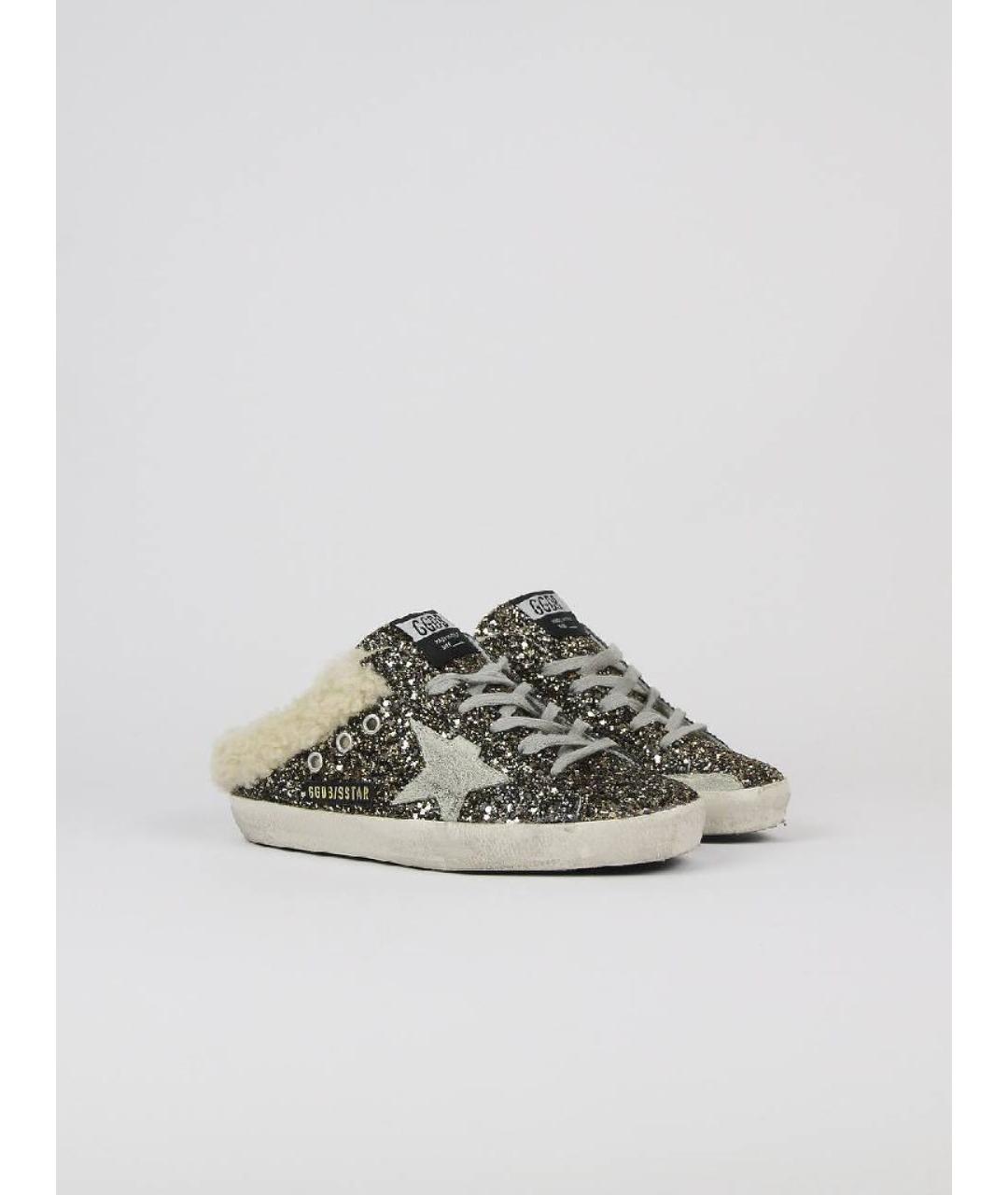 GOLDEN GOOSE DELUXE BRAND Золотые кожаные мюли, фото 2