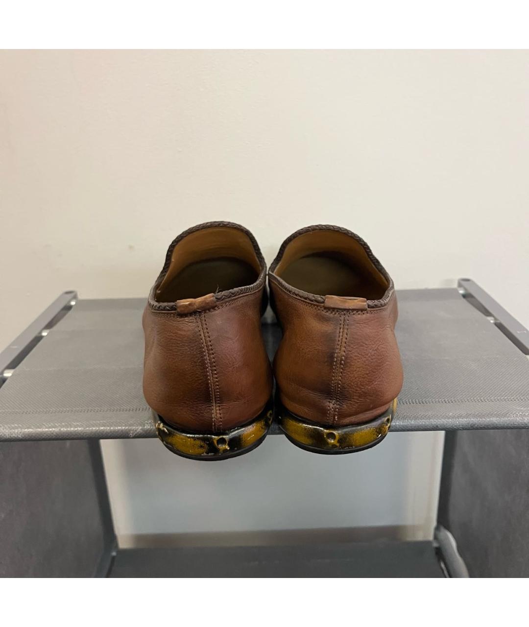 GUCCI Коричневые кожаные лоферы, фото 4