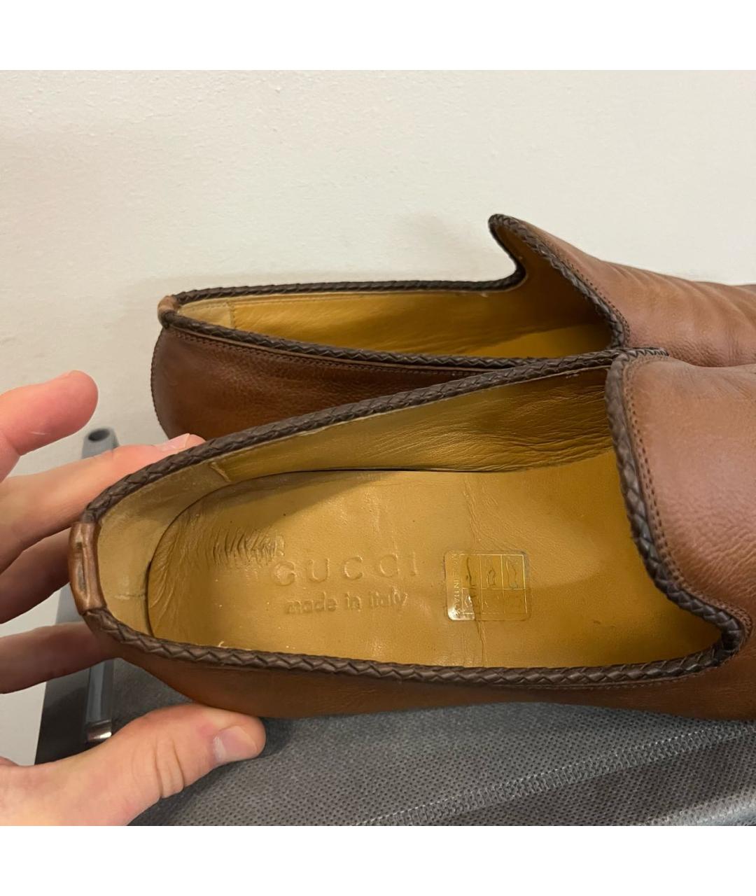 GUCCI Коричневые кожаные лоферы, фото 6