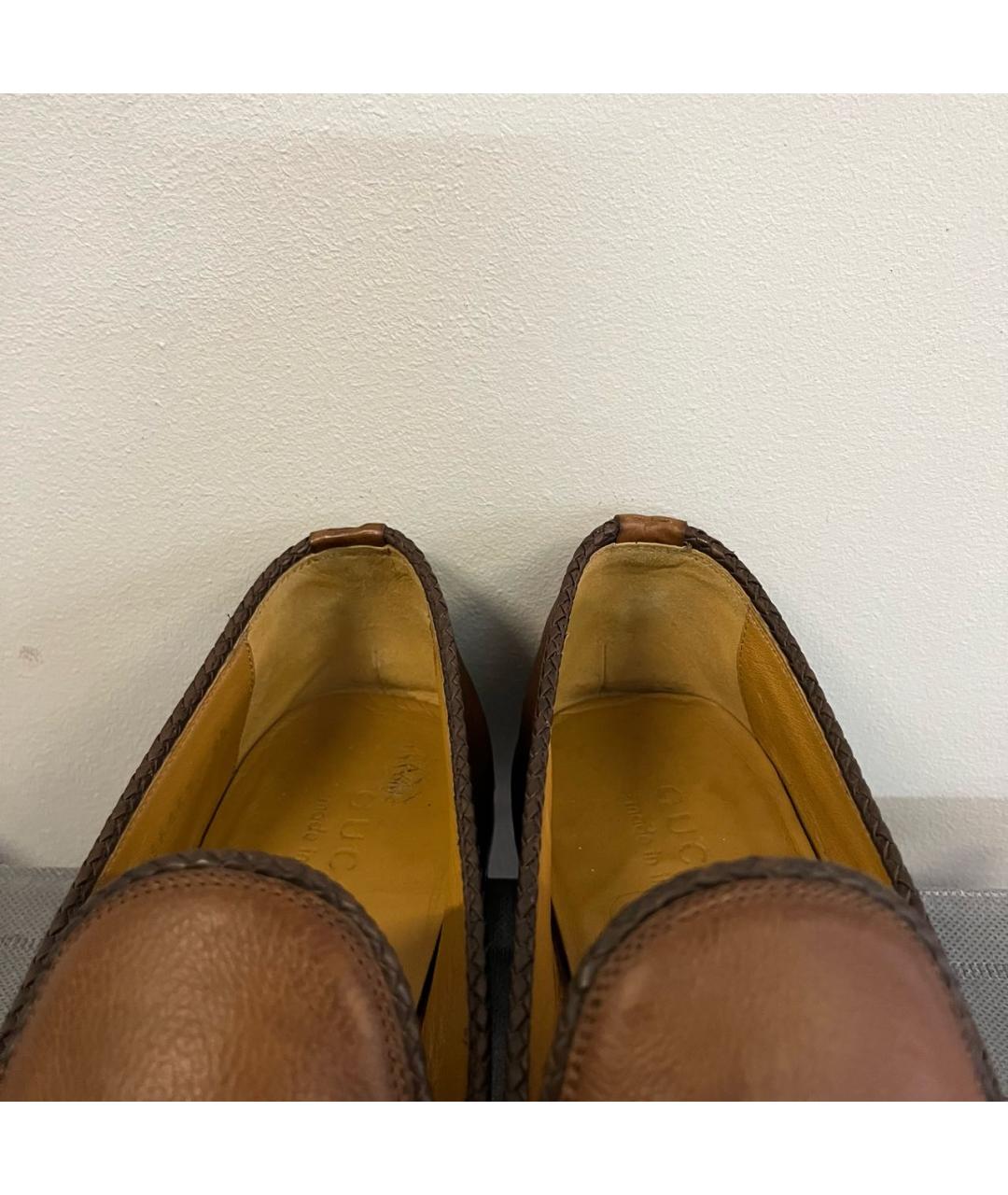 GUCCI Коричневые кожаные лоферы, фото 5