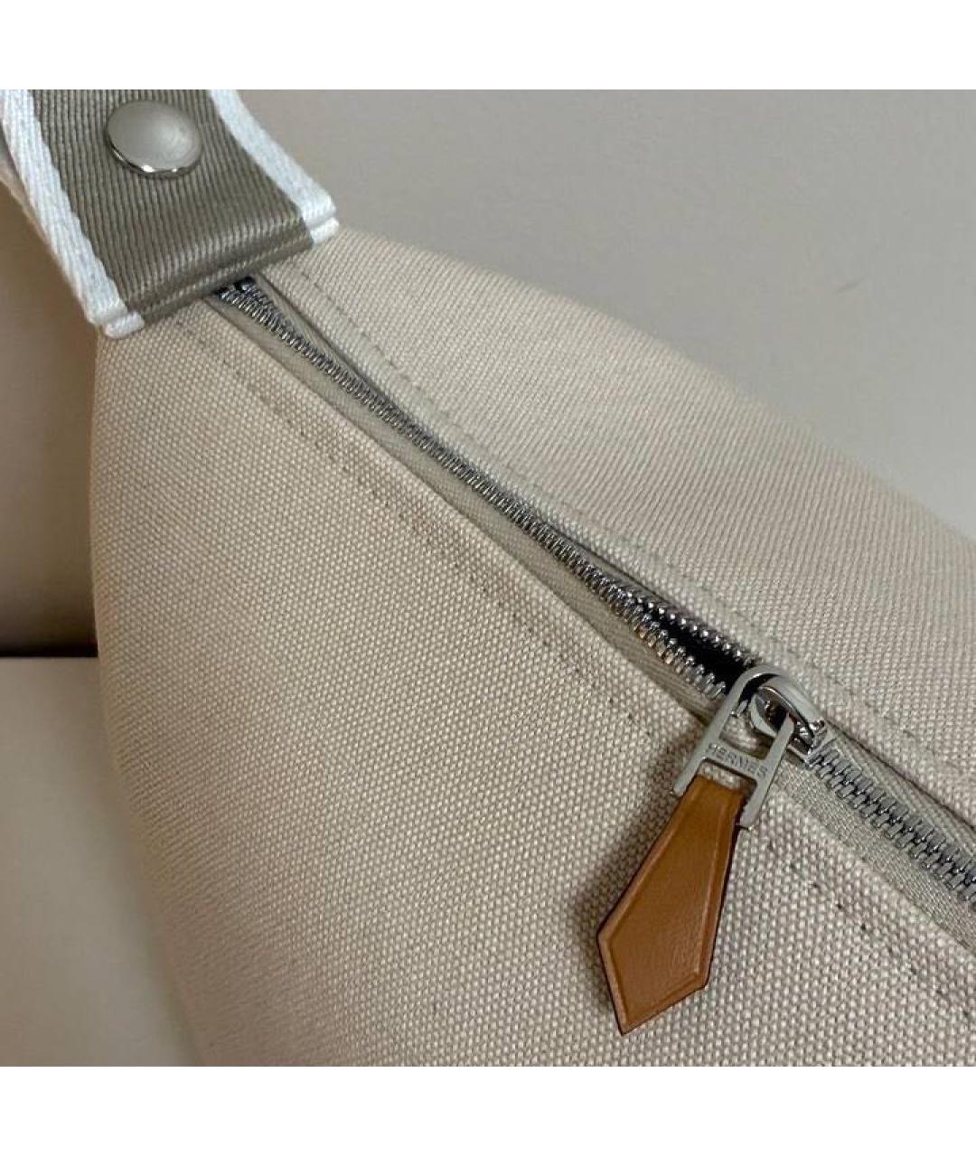 HERMES Бежевая тканевая косметичка, фото 4