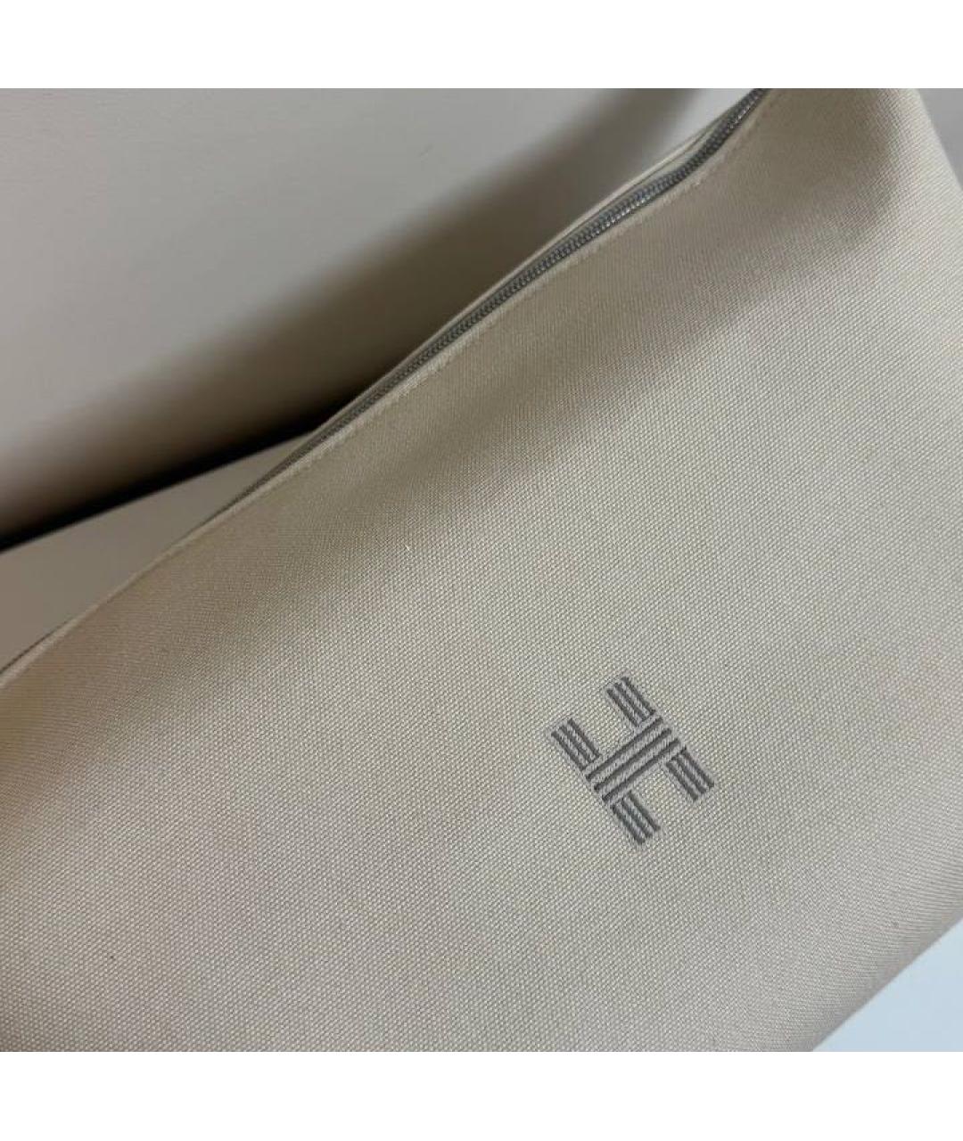 HERMES Бежевая тканевая косметичка, фото 3