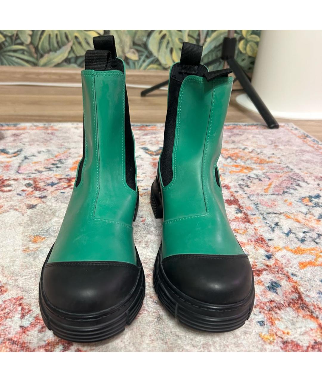 GANNI Зеленые резиновые ботинки, фото 3
