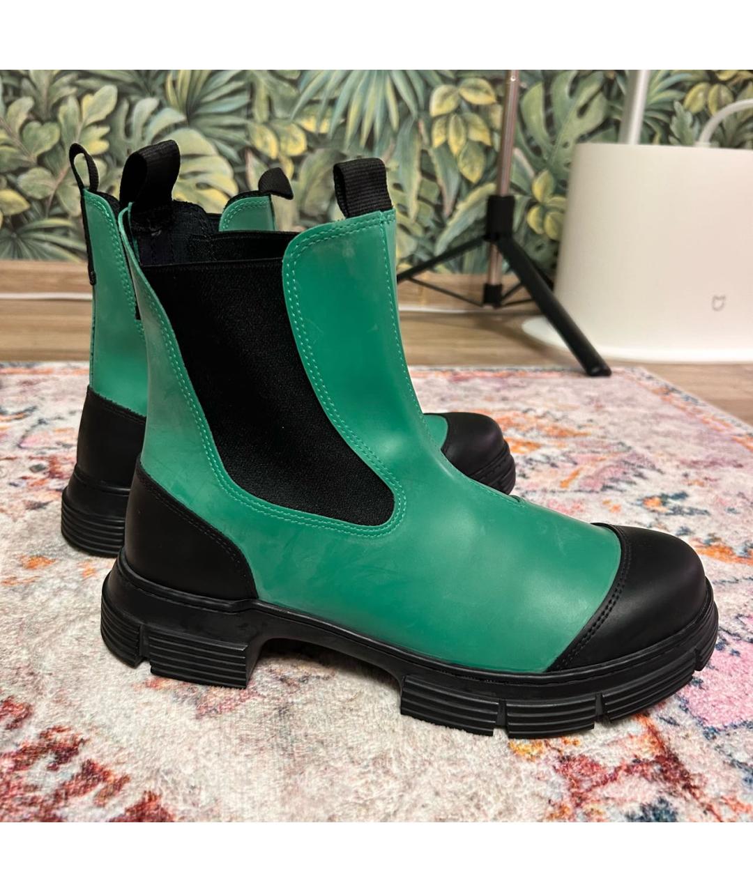 GANNI Зеленые резиновые ботинки, фото 7