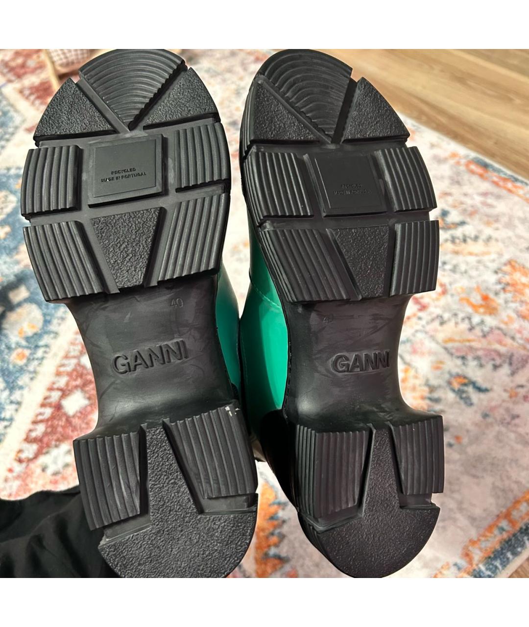 GANNI Зеленые резиновые ботинки, фото 5