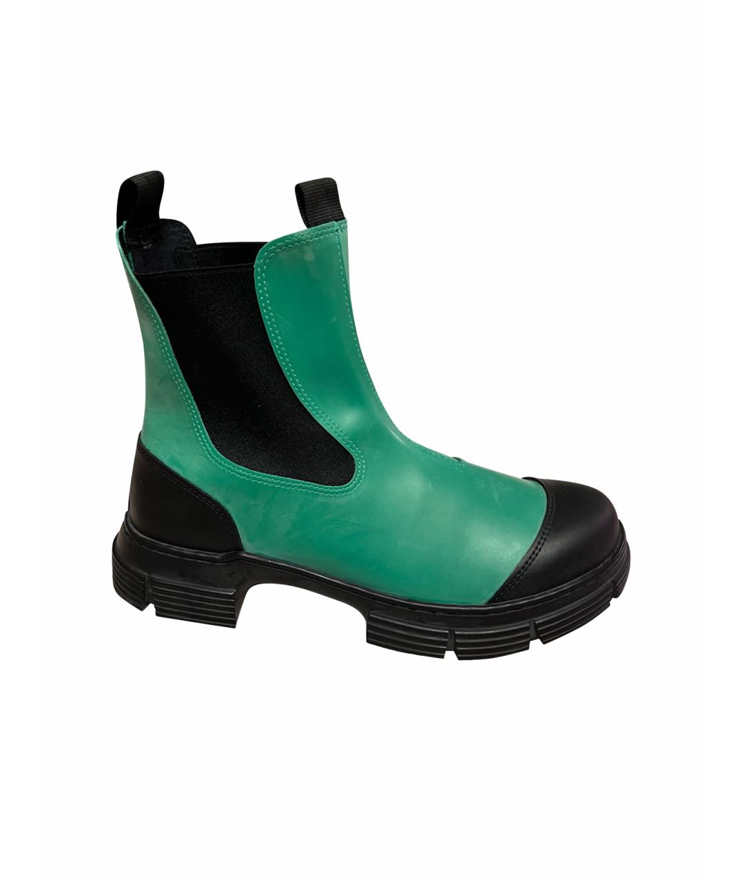 GANNI Зеленые резиновые ботинки, фото 1
