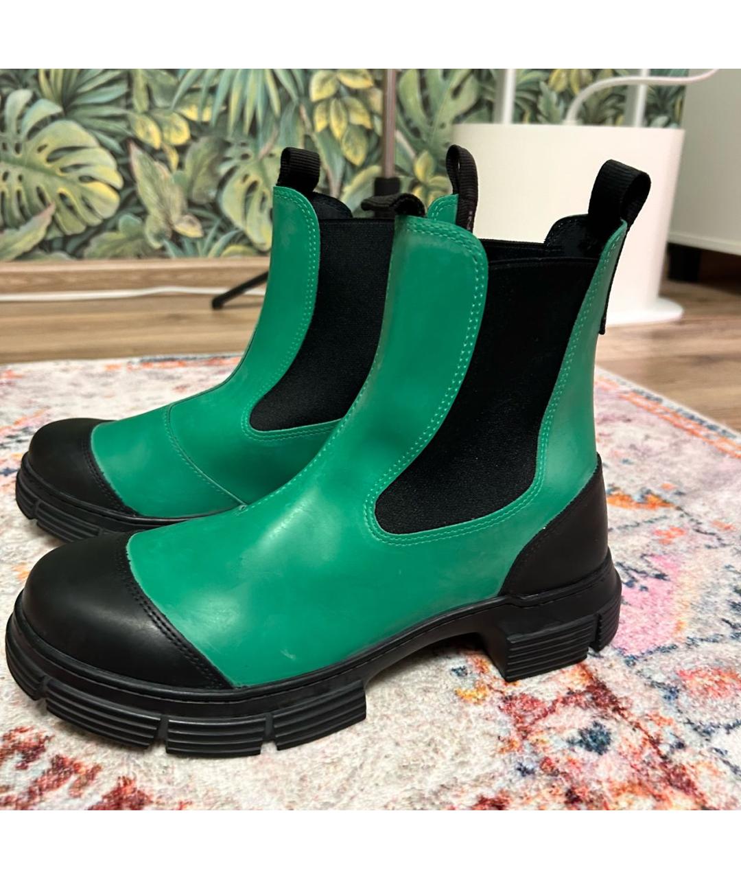 GANNI Зеленые резиновые ботинки, фото 2