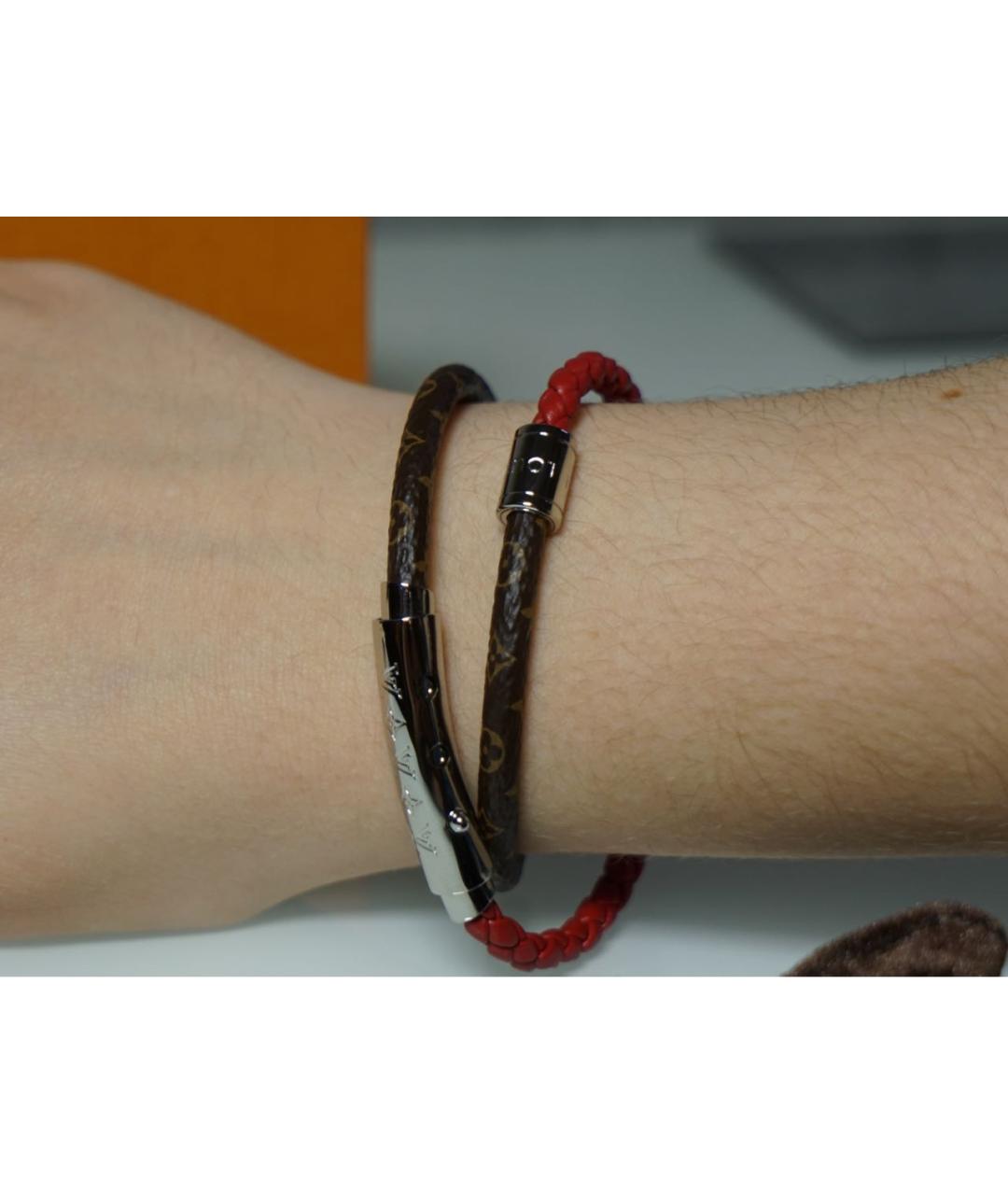 LOUIS VUITTON Красный кожаный браслет, фото 7