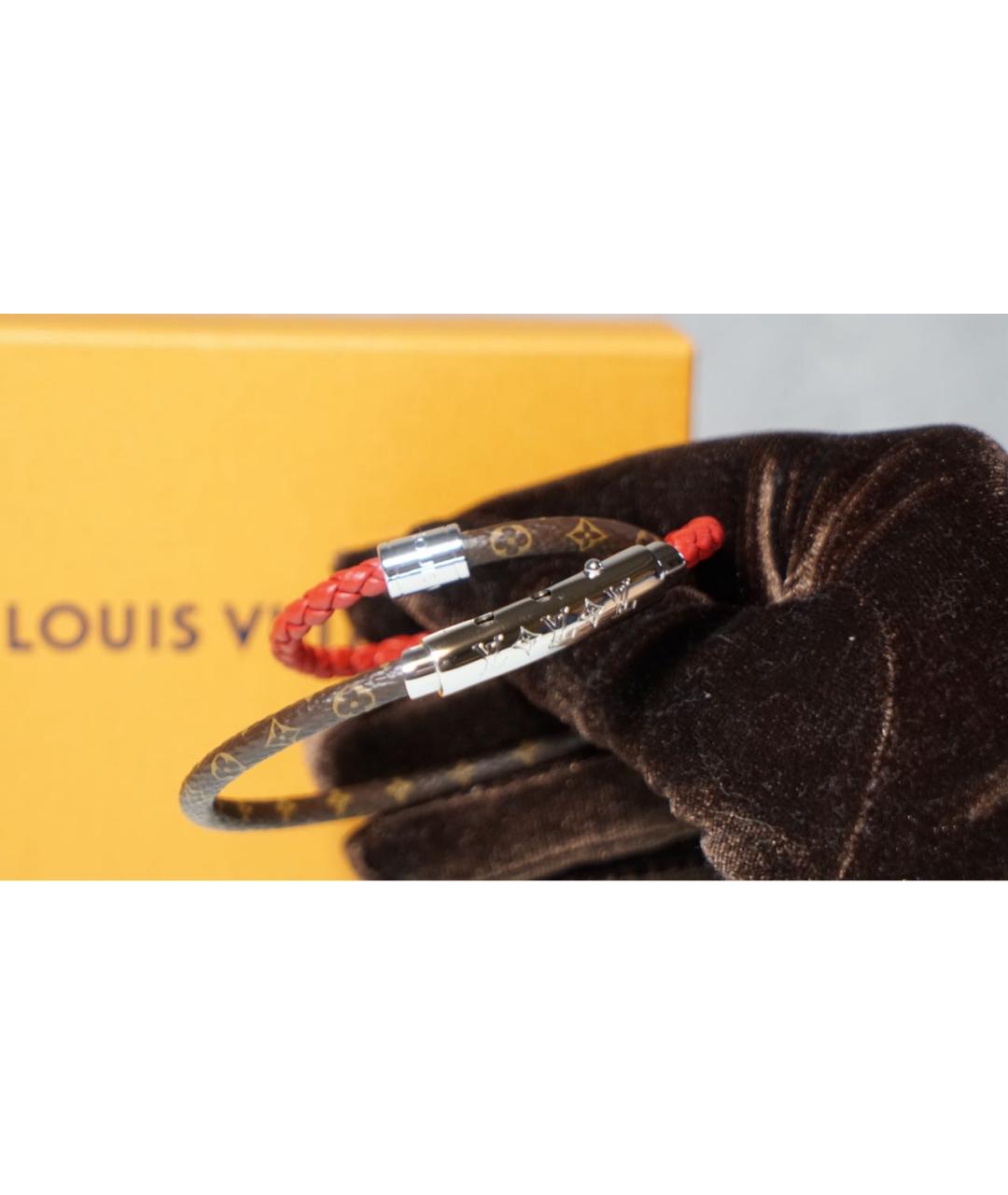 LOUIS VUITTON Красный кожаный браслет, фото 2