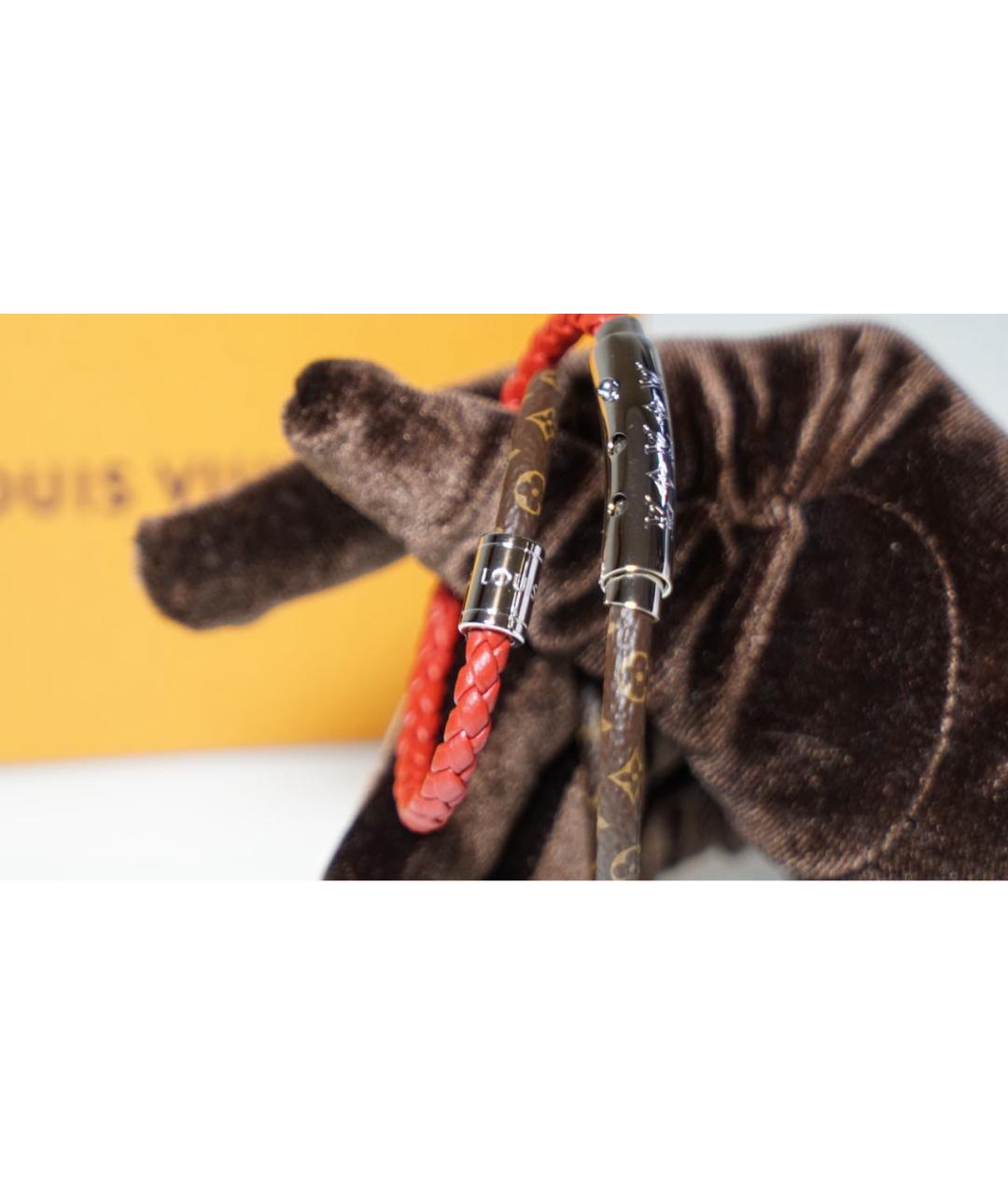 LOUIS VUITTON Красный кожаный браслет, фото 3