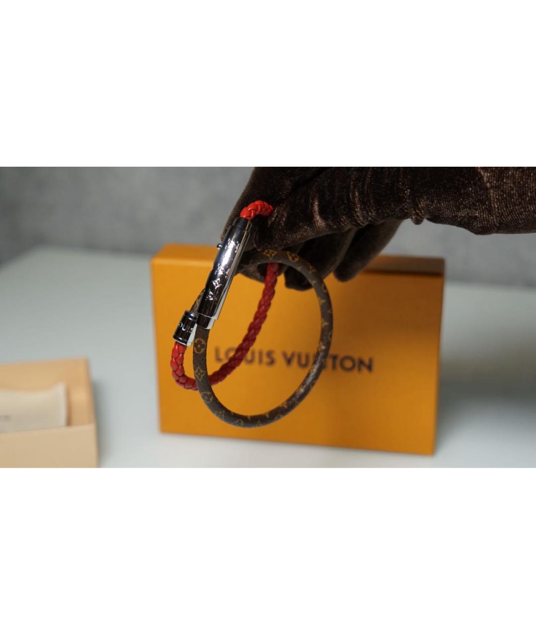 LOUIS VUITTON Красный кожаный браслет, фото 5
