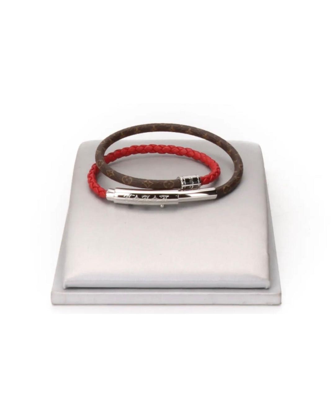 LOUIS VUITTON Красный кожаный браслет, фото 8