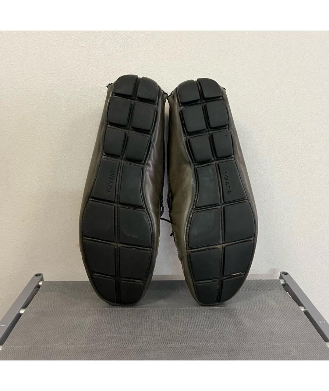PRADA Серые мокасины из лакированной кожи, фото 7