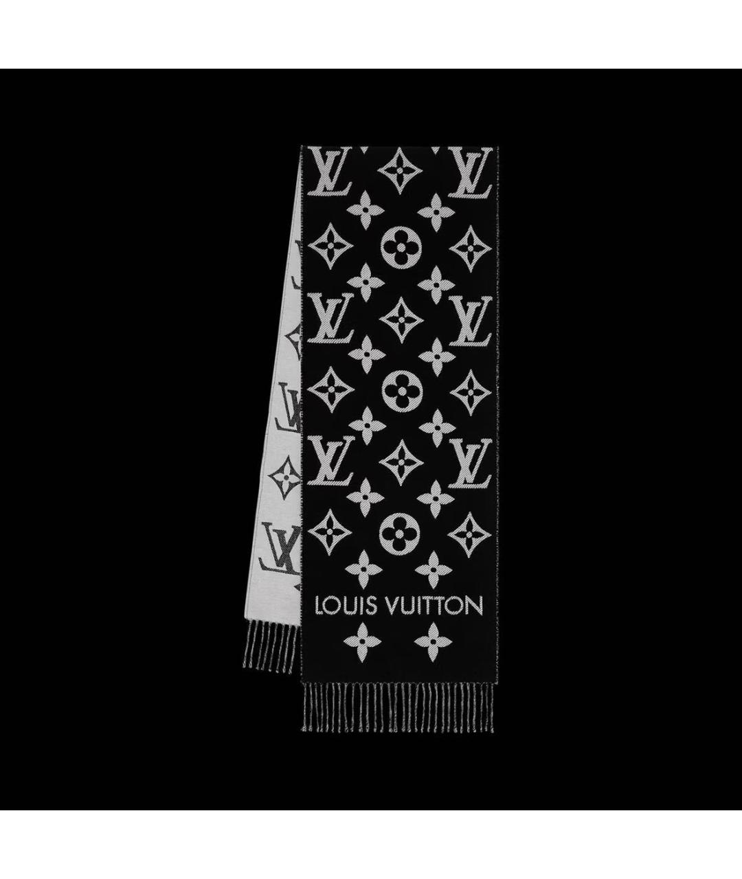 LOUIS VUITTON Черный шерстяной шарф, фото 8