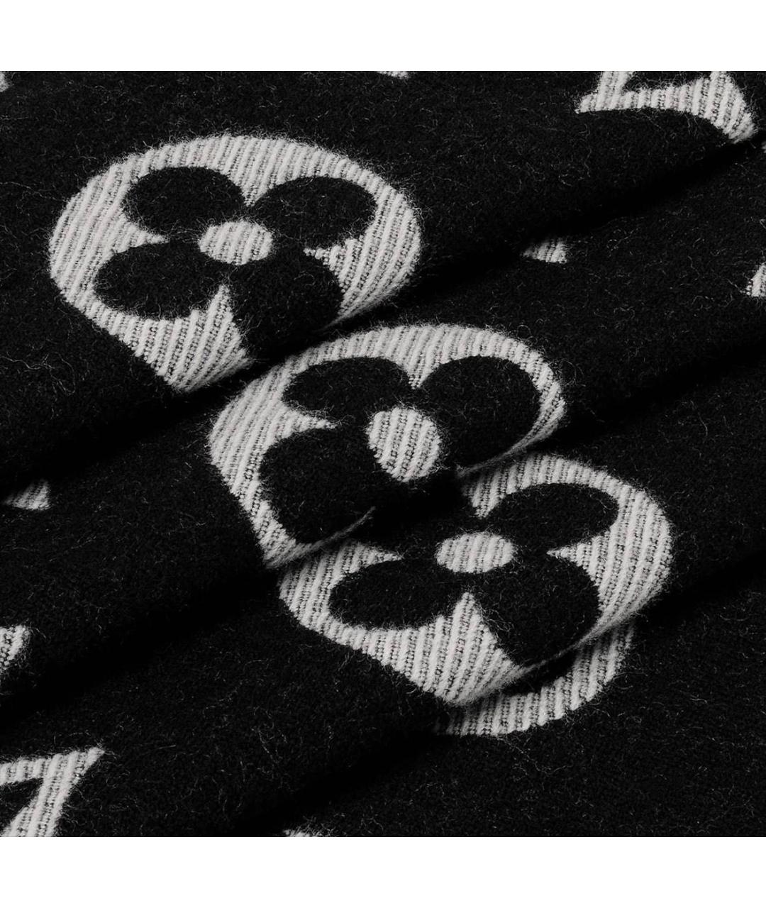 LOUIS VUITTON Черный шерстяной шарф, фото 4