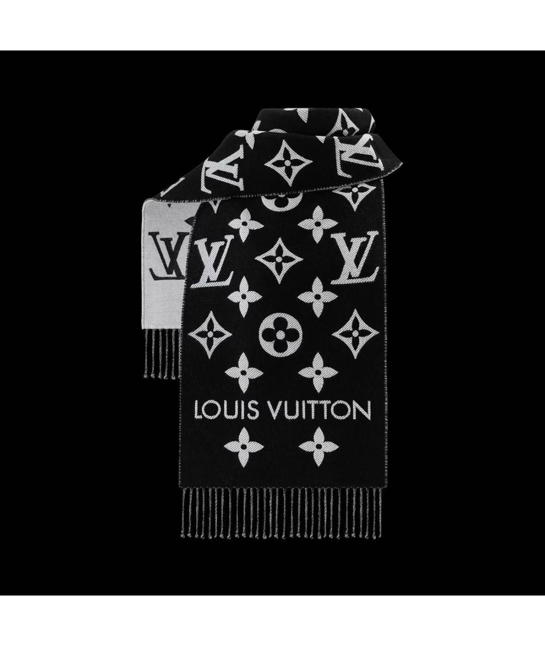 LOUIS VUITTON Черный шерстяной шарф, фото 3