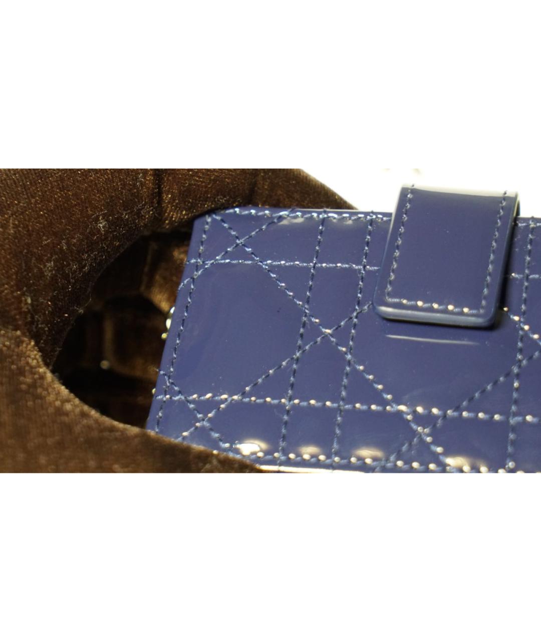 CHRISTIAN DIOR Темно-синий кардхолдер из лакированной кожи, фото 5