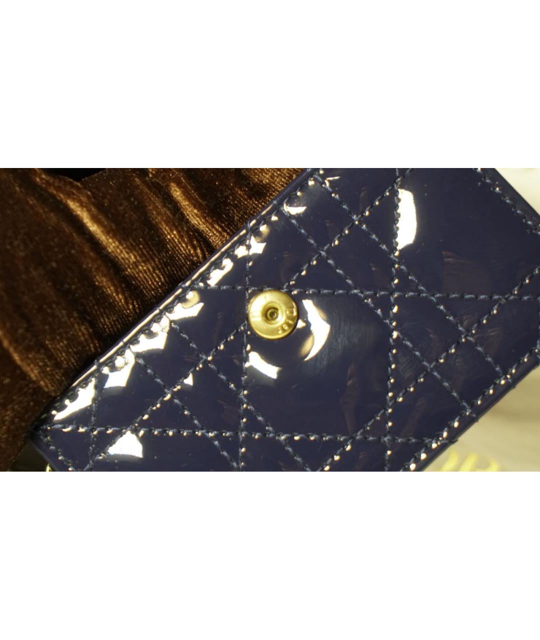 CHRISTIAN DIOR Темно-синий кардхолдер из лакированной кожи, фото 6