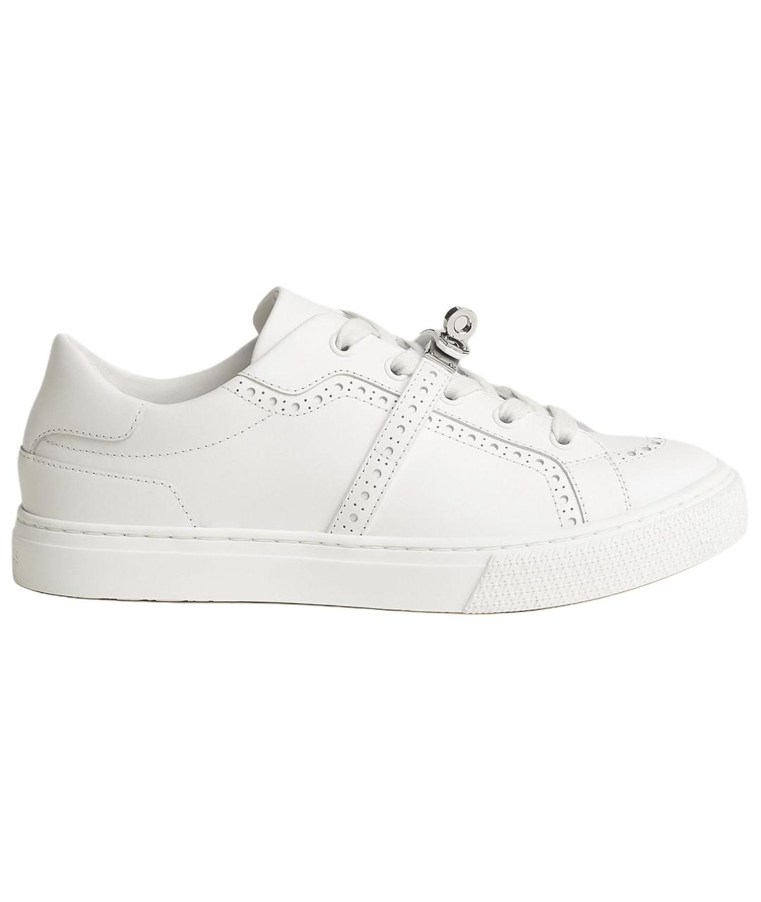 HERMES Белые кожаные кроссовки, фото 1