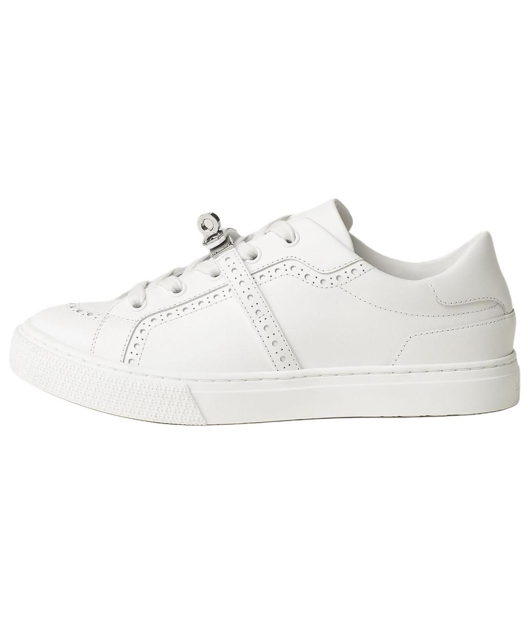 HERMES Белые кожаные кроссовки, фото 2