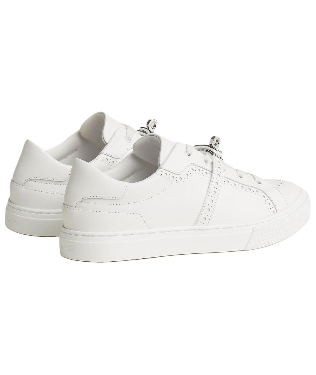 HERMES Белые кожаные кроссовки, фото 4